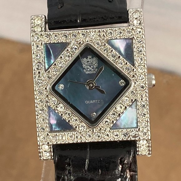 Fabulous PAOLO GUCCI Silver Crystal Watch Silver Bluish Italian Abalone Dial - Picture 2 of 9